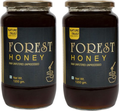 nature trust Raw Organic Forest Honey, Wild, Unprocessed, (1.2 kg (pack of 2)(2 x 1200 g)