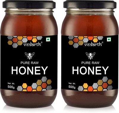 Vedarth Combo of 2 Premium Raw Forest Honey, Unsweetened, High Pollen(2 x 500 g)