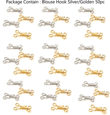 Crafts Haveli Blouse Hook Silver/Golden 50pc Hook Eye(Pack of 50)