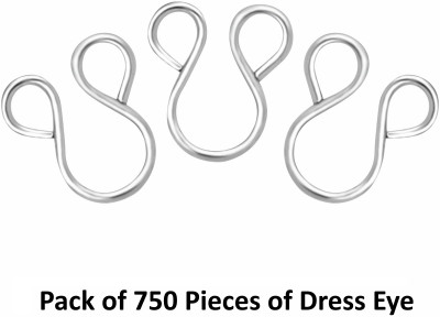 Jyoti Dress Eye - Size 2 of Stainless Steel in Nickel Finish - Pack of 15 Pouches, Hook Eye(Pack of 750)