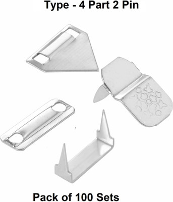 Jyoti Trouser Hook - 4 Part 2 Pin - S, 100 Set Steel Material & Nickel Finish in Pouch Hook Eye(Pack of 100)
