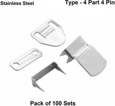 Jyoti Trouser Hook - 4 Part 4 Pin, 100 Sets of S. Steel Material & Black Nickel Finish Hook Eye(Pack of 100)