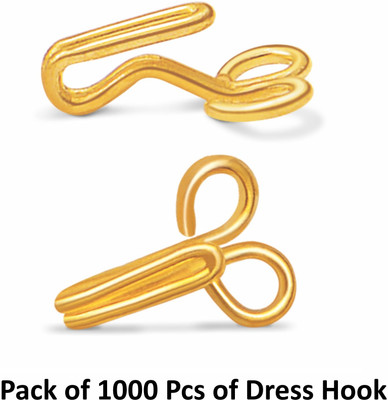 Jyoti Dress Hook - 2 Wire Size 2 of Steel (Prime) in Golden Finish - Pack of 10 Pouch, Hook Eye(Pack of 1000)