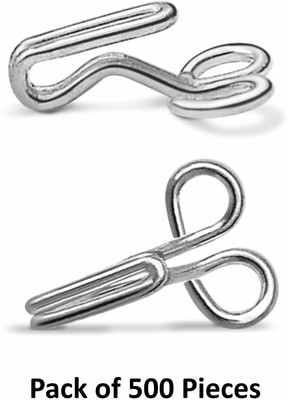 Jyoti Dress Hook - 2 Wire Size 2 of Stainless Steel in Nickel Finish -Pack of 5 Pouch, Hook Eye(Pack of 500)