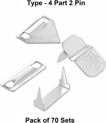 Jyoti Trouser Hook - 4 Part 2 Pin Small, 70 Sets of Steel Material & Nickel Finish Hook Eye(Pack of 70)