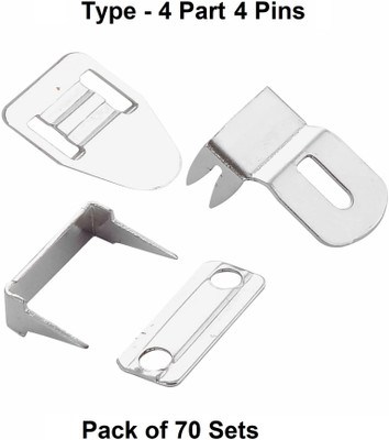 Jyoti Trouser Hook - 4 Part 4 Pin, 70 Set of Steel Material & Nickel Finish in a Pouch Hook Eye(Pack of 70)