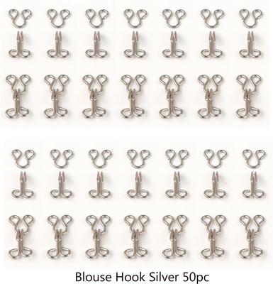 Crafts Haveli Blouse Hook Silver 50pc Metal Hooks & Eyes for Saree Blouse Hook Eye(Pack of 50)