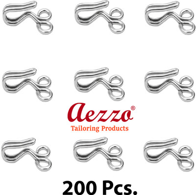Aezzo 200 Pcs. Silver Blouse Hooks Stainless Steel Premium Quality for Ladies Blouses, Dresses, Chudidars, Children’s Dresses, Frocks, Gowns, etc. for Tailoring and Embroidery. Hook Eye (Pack of 200 Pcs.) Hook Eye(Pack of 200) Aezzo 200 Pcs. Silver Blouse Hooks Stainless Steel Premium Quality for Ladies Blouses, Dresses, Chudidars, Children’s Dresses, Frocks, Gowns, etc. for Tailoring and Embroidery. Hook Eye (Pack of 200 Pcs.) Hook Eye(Pack of 200)