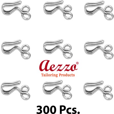 Aezzo 300 Pcs. Silver Blouse Hooks Stainless Steel Premium Quality for Ladies Blouses, Dresses, Chudidars, Children’s Dresses, Frocks, Gowns, etc. for Tailoring and Embroidery. Hook Eye (Pack of 300 Pcs.) Hook Eye(Pack of 300)