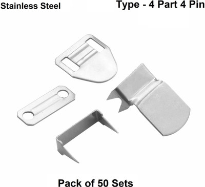 Jyoti Trouser Hook - 4 Part 4 Pin Prime, 50 Sets of S. Steel Material & Nickel Finish Hook Eye(Pack of 50)