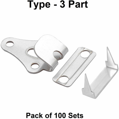 Jyoti Trouser Hook - 3 Parts, (100 Sets of Steel Material in Nickel Finish) - 1 Pouch Hook Eye(Pack of 100)
