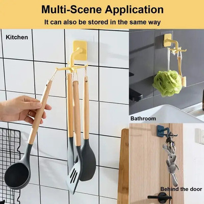 SJK Wall mounting Self Adhesive 360 Degree Rotating Hook for Hanging(Pack of 2) Hook 6(Pack of 1)