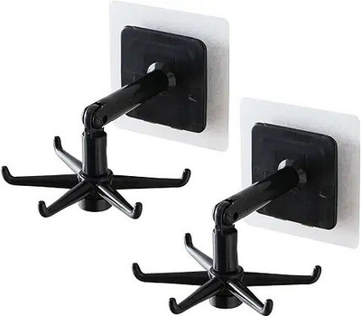 SJK Wall mounting Self Adhesive 360 Degree Rotating Hook for Hanging(Pack of 2) Accessories Organizer