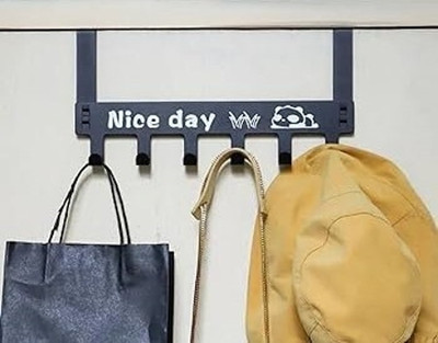 LILA ENTERPRISE Over Door Hook Hanger Heavy-Duty Hook Organizer with “Nice Day”., Hook Rail 6(Pack of 1)