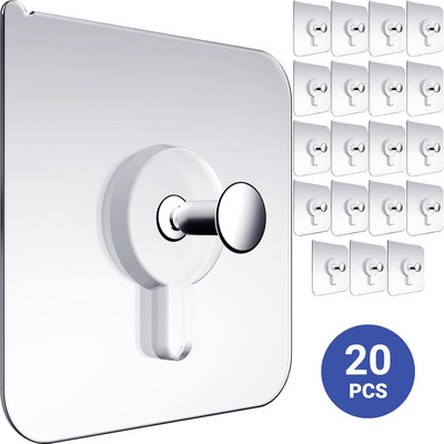 eshopy Self Adhesive Nail Hook for hanging frames, No Drilling Needed Heavy Duty Hook Swivel Hook 20(Pack of 20)