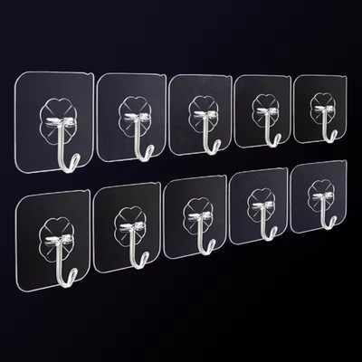 Shalvi Self Adhesive, Heavy Duty Sticky Hooks for Hanging, Wall Hook Hook 10(Pack of 10)