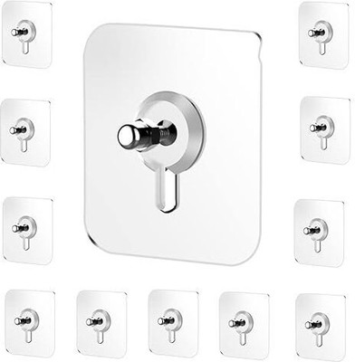 Wishbone 10 Pack Heavy Duty Transparent Screw Hooks – Self-Adhesive Wall Hanging Hook 12(Pack of 12)