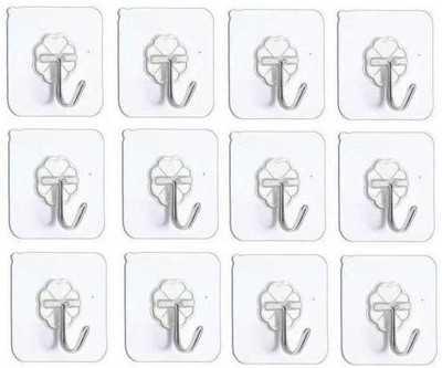 SHIVROH STAR Self Adhesive Hooks Hanger Wall Stick Hook (Pack of 12) Hook 12(Pack of 12)