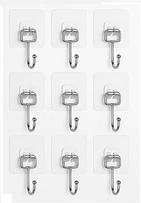 Housecarein Punch Free Screws Nails without Drilling for Frames, Kitchen T KADI hook 9 Hook 9(Pack of 9)