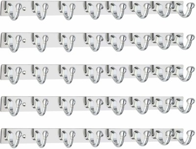 Redcroc Stainless Steel 8 Pin Goli Shape Cloth Hanger Bathroom Wall Door Hooks For Hanging keys,Clothes,Holder,towel Steel Hooks Hook Rail 8(Pack of 5)