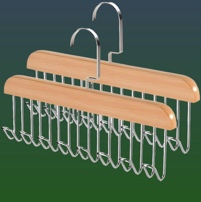 Facroid 8 HOOK WOODEN HANGER STORAGE HANGERS Hook 8(Pack of 2)