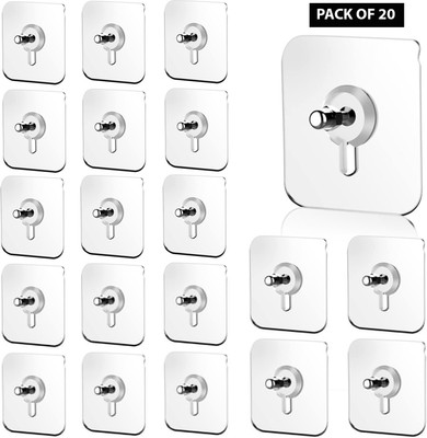 DALUCI Nail Free Wall Screw Adhesive No Drilling Bathroom Installation Hook 20(Pack of 20)