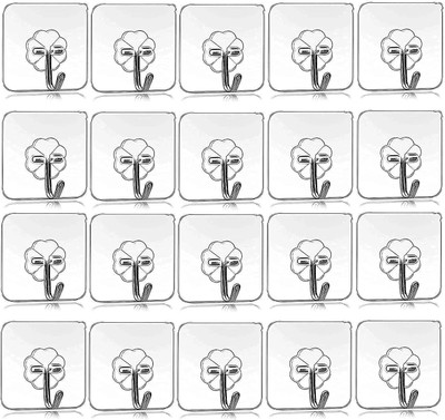 Shalvi 20 Pcs Heavy Duty Adhesive Flower Wall Hooks – Strong & Decorative Hook Rail 20(Pack of 20)