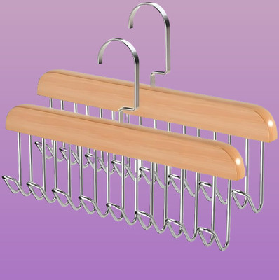 Gxaynev 8 HOOK WOODEN HANGER STORAGE HANGERS Hook 8(Pack of 2)