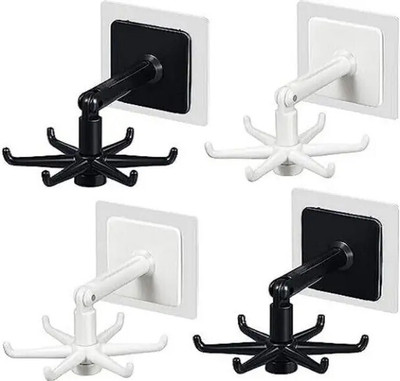 SJK Wall mounting Self Adhesive 360 Degree Rotating Hook for Hanging(Pack of 2) Hook 6(Pack of 1)