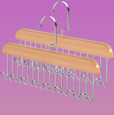 Ovyra 8 HOOK WOODEN HANGER STORAGE HANGERS Hook 8(Pack of 2)
