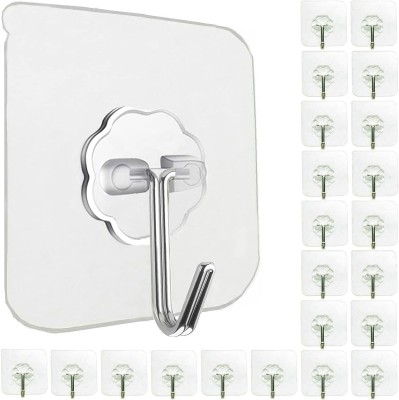 jalaram KM 180 degree Self Adhesive Wall Hooks, Heavy Sticky Transparent Adhesive Hooks Hook 12(Pack of 12)