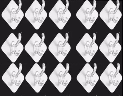 StayWay Self Adhesive Plastic Wall Cross Hooks Heavy Duty Hooks for Hanging Hook 15(Pack of 15)