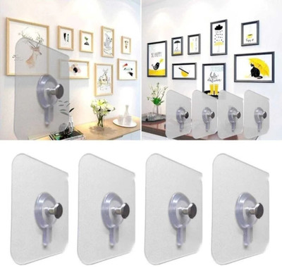 eshopy Clock ,Photo Frame Hooks for Wall Without Drilling/self Adhesive Heavy Hooks Hook 10(Pack of 10)