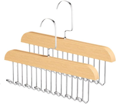 OPSUZY Wooden Belt Hanger for Closet with 8 Hooks - Sturdy Non-Slip Belt Holder Hook 8(Pack of 2)