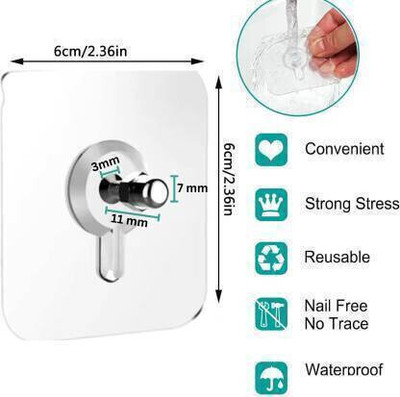 SJK (PACK OF 10)Multipurpose use bathroom and kitchen storage hook 1X494 Hook 1(Pack of 1)