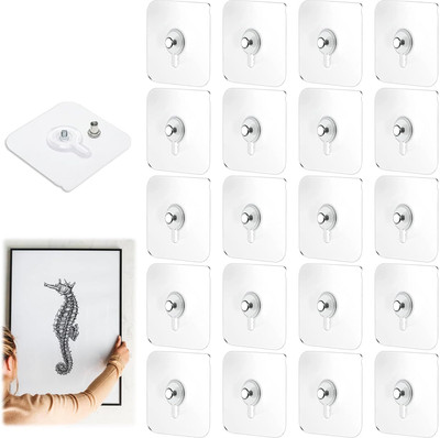 Evershnie Wall Hooks Without Drilling Hooks for Bathroom, Kitchen & Office Photo frame Hook 20(Pack of 20)