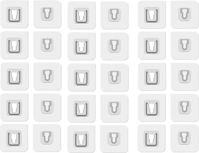 Captain India Wall Clips Self Adhesive Double Sided (Male /Female)Wall Hooks Hook 15(Pack of 15)