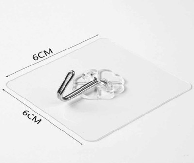 dianore Heavy duty Transparent Self Adhesive Wall Hooks / Hanger / Sticky Wall Hanger Hook 1(Pack of 10)