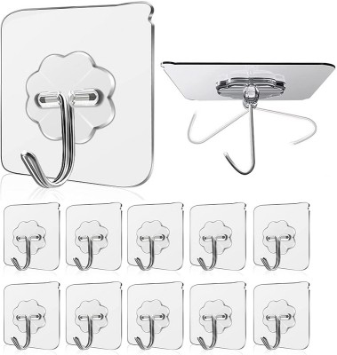 Bhakti Wall Hooks for Hanging Strong, Adhesive Hooks for Wall Heavy Duty (Pack of 10) Hook 1(Pack of 10)
