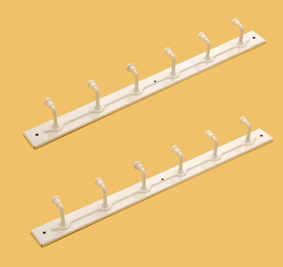 iSTAR 6 Pin Hook for Hanging Keys,Clothes,Towel,napkin for Door/Wall /bathroom (WHITE) Hook Rail 6(Pack of 2)