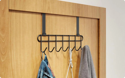 eshopy Smart Over The Door Hook Hanger Organizer Rack with No Hole Drilling Required Hook 1(Pack of 2)