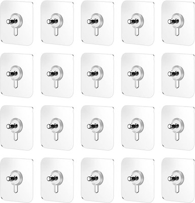 eshopy Adhesive Nail Wall Hooks for Hanging Kitchen Household and Bathroom Accessories Hook 20(Pack of 20)