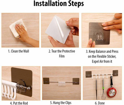 KRAZE Magic Sticker Series Self Adhesive Hook Rail Bar for Kitchen and Bathroom Hook Rail 1(Pack of 1)