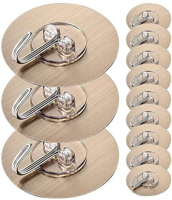 SELLENTRIX Adhesive No Drilling Wall Round Hook Sticking Adhesive Hanger Round Walls Strong Hook 12(Pack of 12)