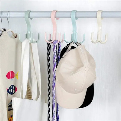 SJK Scarf Tie Rack Hook for Close Organizer 4 Claws 360 Degree Rotating,(PACK OF 2) Accessories Organizer