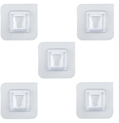 Vexton Heavy Duty Multipurpose Strong Self Adhesive PVC Transparent Sticker Wall Hooks Hook 1(Pack of 5)