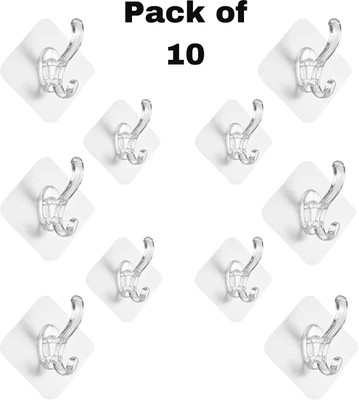 Shalvi Self Adhesive Sticker Hanger Plastic Wall Hanging Hook Without Drilling Hook 10(Pack of 10)