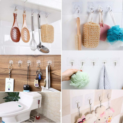 KRONIC Adhesive Hooks Rust/Water Proof for Home/Kitchen/Bathroom/Office PINx10.501 Hook 10(Pack of 1)