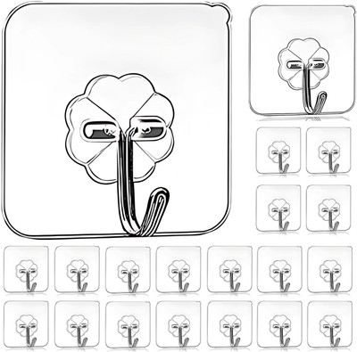 Praaj Heavy Duty Self-Adhesive Wall Hooks for Hanging Household & Bathroom Accessories Hook 20(Pack of 20)