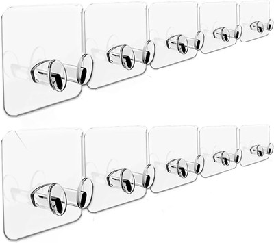 Fulkiza Multifunctional Power Plugs Socket Holder | Wall Mounted Transparent Wall Hook 10(Pack of 10)